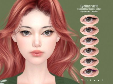 ANGISSI / SIMS 4 / TS4 / Eyeliner / Makeup Ts4 Eyeliner, Mod Eyeshadow, Korean Eyeliner, Korean Eyeshadow, Cc Makeup, Sims 4 Tattoos, The Sims 4 Skin, Makeup Cc, Sims 4 Cc Makeup