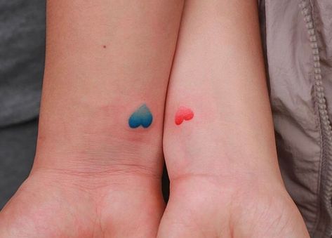 Blue Heart Tattoo, Red And Blue Heart, Funny Small Tattoos, A Small Tattoo, Small Tattoo Ideas For Women, Small Shoulder Tattoos, Small Tattoo Ideas, Small Tattoos Simple, Fire Tattoo