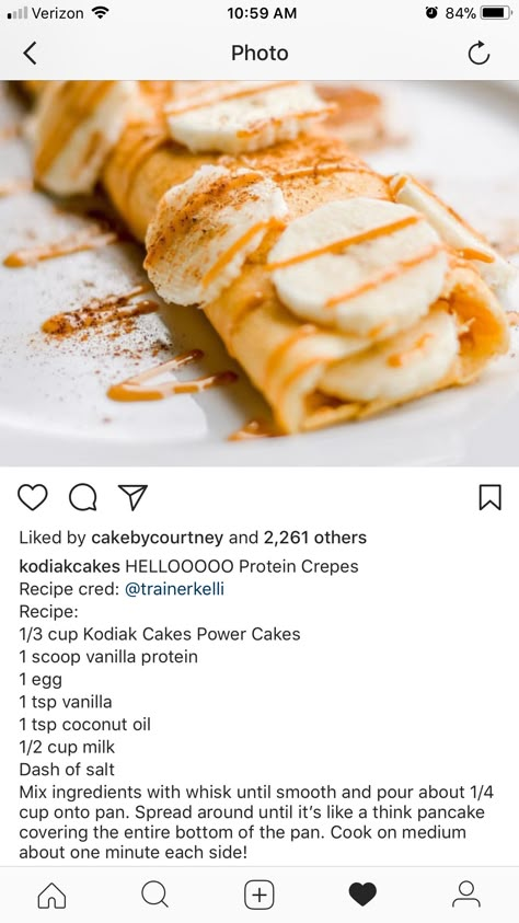 Kodiak cakes protein crepes Protein Crepes Recipe, Kodiak Cake Recipes, Protein Crepes, Kodiak Cakes Recipe, Kodiak Cakes, Macro Friendly Recipes, Crepe Recipes, Macro Meals, Low Cal Recipes