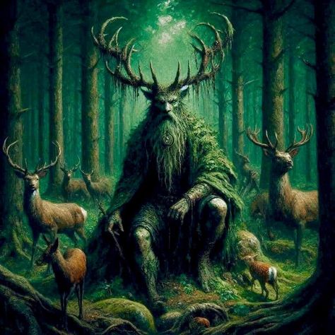 Silvanus Dnd, The Green Man Pagan, Elemental Gods, Herne The Hunter, Nature Tattoo Ideas, Cool Nature, Celtic Gods, Nature Tattoo, Pagan Art