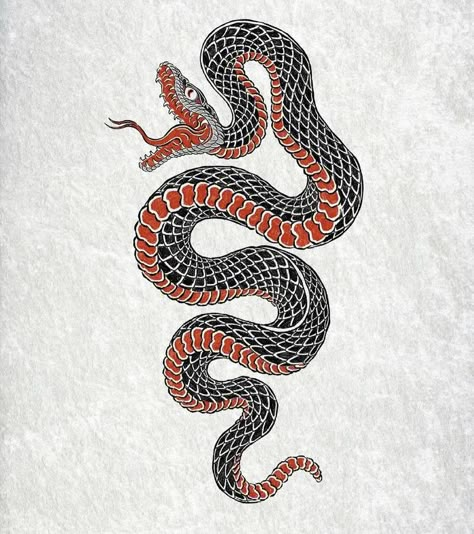 Japanese Snake, Traditional Snake Tattoo, Japanese Snake Tattoo, Grunge Tattoo, Snake Drawing, Web Tattoo, Japanese Shop, Japanese Dragon Tattoos, Snake Tattoo Design