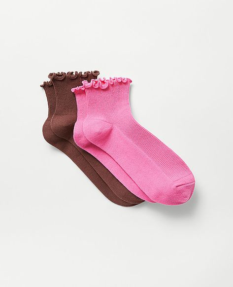 A perfect match of comfort and style, these ruffled ankle socks are a go-to pair for the season. Includes two pairs.,Fabrication:75% Cotton, 23% Polyester, 2% Spandex,Garment Care:Machine Wash Ruffled Ankle Sock Set by Ann Taylor Size regular - One Size Pink Charm Women's Socks, 75%, Cotton, 23%, Polyester, 2%, Spandex, Machine, Wash Pink Ruffle Socks, Ruffle Socks, Sock Set, Ruffled Socks, Pink Charm, Ankle Sock, Knitted Suit, Pink Socks, Women's Socks