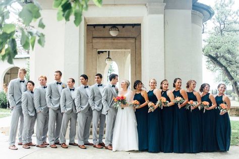 Navy Gray Wedding Colors, Navy Blue Bridesmaid Dresses Grey Suits, Navy Blue Bridesmaid Dresses With Groomsmen, Light Grey And Navy Wedding, Navy Blue Bridesmaid Dresses With Groomsmen Gray Suits, Navy Blue Bridesmaids And Groomsmen, Navy Bridesmaid Dress And Groomsmen, Grey Groomsmen Suits With Bridesmaids, Light Gray Suit Wedding