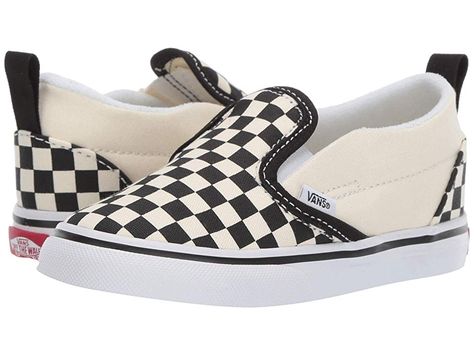 Vans Kids Slip-On V (Infant/Toddler) Kids Shoes (Checkerboard) Black/White Vans Toddler, Vans Checkered, Shoe Size Chart Kids, Vans Kids, Vans Logo, Black And White Baby, Vans Shop, Unisex Shoes, Toddler Kids