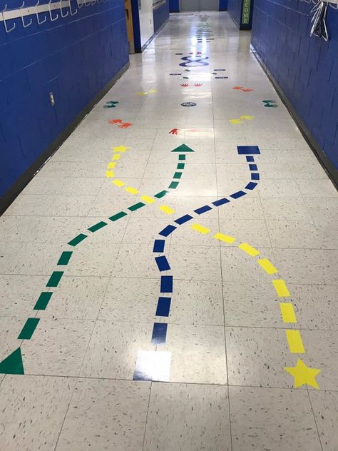 Shape Walk Floor Path Sensory Path Decals Sensory Path | Etsy Sensory Hallway, Sensory Walk, Sensory Classroom, Sensory Pathways, Sensory Path, Sensory Wall, School Hallways, Gross Motor Activities, Sensory Room