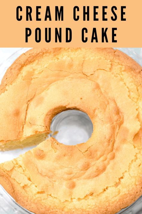 Cream Cheese Pound Cake is tender on the inside and nice and crunchy on the top. It's the perfect pound cake. #PoundCake #CreamCheese #CreamCheesePoundCake Crunchy Top Pound Cake Recipe, Best Cream Cheese Pound Cake, Traditional Pound Cake, Cream Cheese Pound Cake Recipe, Pound Cake Recipes Easy, Cheese Pound Cake, Sour Cream Pound Cake, Make Top, Cream Cheese Pound Cake