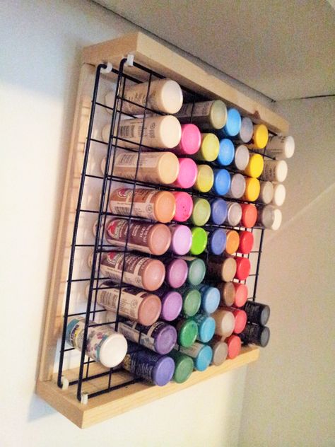 Diy Paint Holder, Dollar Tree Paint Holder, Craft Paint Organization, Diy Craft Storage, Paint Holder, Craft Paint Storage, Craft Room Organization Diy, Paint Rack, Paint Organization