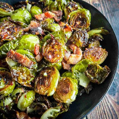 Marinated Brussels Sprouts with Maple Balsamic and Bacon Brussel Sprout Marinade, Marinated Brussels Sprouts, Marinated Brussel Sprouts Overnight, Maple Balsamic Brussel Sprouts, Marinated Brussel Sprouts, Balsamic Brussel Sprouts, Maple Balsamic, Bacon Brussel Sprouts, Sprouts With Bacon