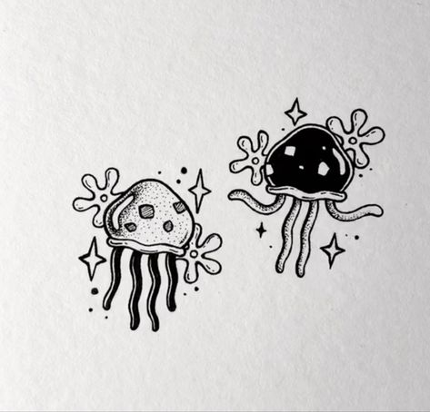 Jellyfish, Octopus, Tattoos, Stars, White