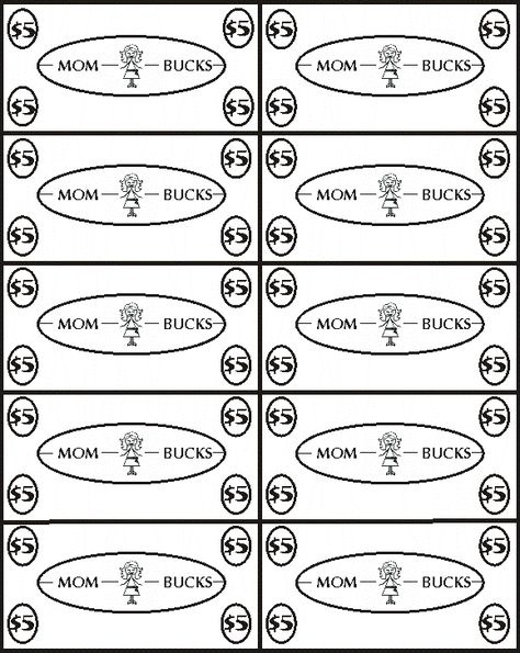 Mom Bucks Reward System, Mom Bucks, Reward Bucks, Mommy Long Legs, Money Template, Money Chart, Mother Knows Best, Kids Rewards, Teaching Supplies