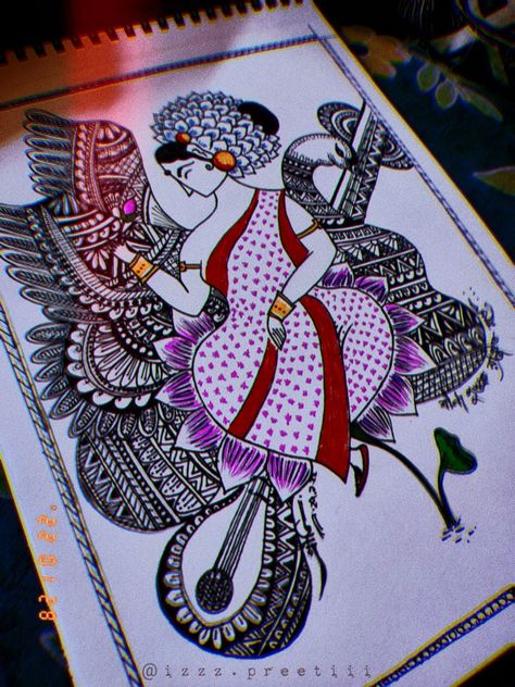 Mandala Art Saraswati Mandala Art, Painting Of Goddess, Saraswati Painting, Saraswati Mata, Ambe Maa, Goddess Saraswati, Saraswati Goddess, Simple Canvas Paintings, Mandala Design Art