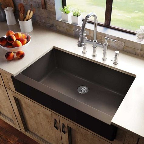 Quartz Luxe 36" L x 21" W Farmhouse Kitchen Sink with Perfect Drain Quartz Kitchen Sink, Composite Sink, Drop In Kitchen Sink, Farmhouse Kitchen Sink, Quartz Kitchen, Double Basin, Single Bowl Kitchen Sink, Farmhouse Sink Kitchen, Undermount Kitchen Sinks