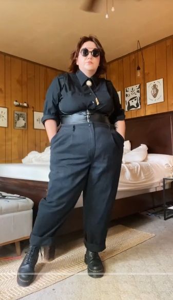 Alternative Semi Formal, Curvy Nonbinary Fashion, Masculine Plus Size Fashion, Plus Size Nb Fashion, Futch Fashion Plus Size, Plus Size Transmasc Fashion, Plus Size Alt Business Casual, Plus Size Alt Fashion Masc, Fat Butch Fashion