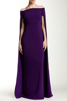 Issue New York Cape Accent Gown Ball Gowns With Capes, Cape Dresses, Robes Glamour, Cape Gown, Purple Gowns, Mob Dresses, Cape Dress, Looks Chic, Dress Robes