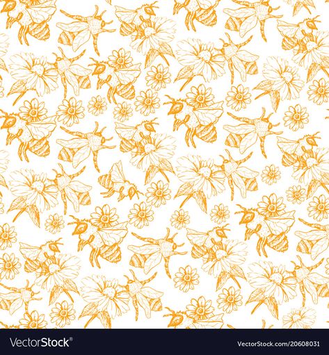 Bees Pattern, Valentine Doodle, Pattern Sketch, Watercolor Paper Texture, Bee Illustration, Memphis Pattern, Print Aesthetic, Vintage Bee, Free Textures