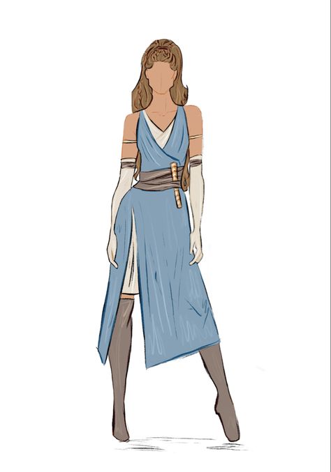 Star Wars Outfit Ideas Women, Star Wars Dresses Inspired Outfits, Star Wars Princess Outfit, Jedi Clothing Women, Starwars Oc Outfit, Star Wars Outfits Women Jedi, Star Wars Clothes Design, Jedi Robes Women, Female Star Wars Outfits