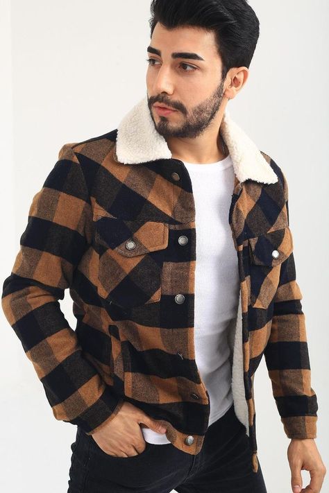 Flannel Jacket Men, Mens Winter Fashion Outfits, Flannel Coat, Mens Casual Outfits Summer, Lined Denim Jacket, Stylish Men Casual, Dope Outfits For Guys, Designer Suits For Men, Mens Casual Dress Outfits