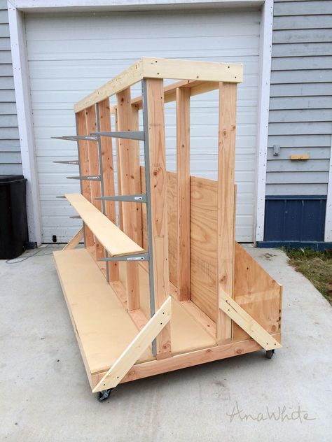 Lumber Storage Rack, Wood Storage Rack, Plywood Storage, Lumber Rack, Woodworking Garage, Lumber Storage, Woodworking Store, Woodworking Shop Layout, Woodworking Storage