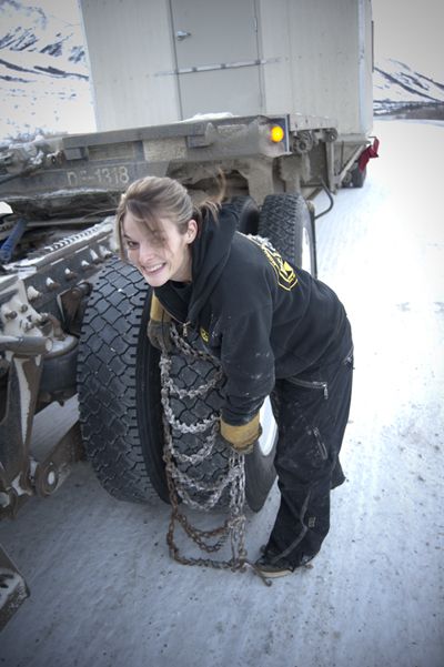 Ice Road Truckers Lisa, Lisa Kelly Trucker, Ice Road Truckers, Women Truck Driver, Winter Truck, Female Trucks, Lisa Kelly, Custom Big Rig, Fragile Beauty