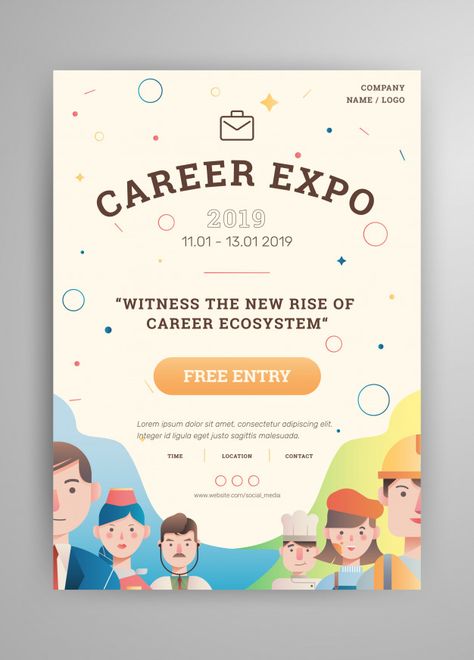 Career Expo Poster, Theme Poster Ideas, Expo Poster Design, Poster Layout Ideas, Announcement Poster Design, Career Poster, Flat Design Poster, Avatar Poster, Job Poster