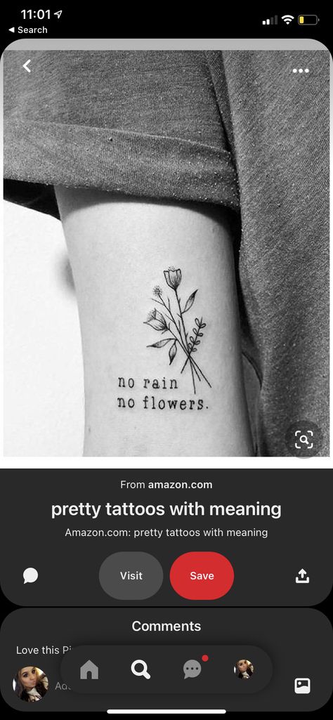 No Rain No Flowers Tattoo, No Rain No Flowers, Flowers Tattoo, Flower Sketches, No Rain, Pretty Tattoos, Body Tattoos, Tattoos With Meaning, Tattoo Sketches