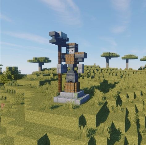 Guard Statue Minecraft, Minecraft Guard Statue, Minecraft Golem Statue, Small Tower Minecraft, Small Statue Minecraft, Minecraft Small Statue, Statue Minecraft, Minecraft Statue, Minecraft Building Blueprints