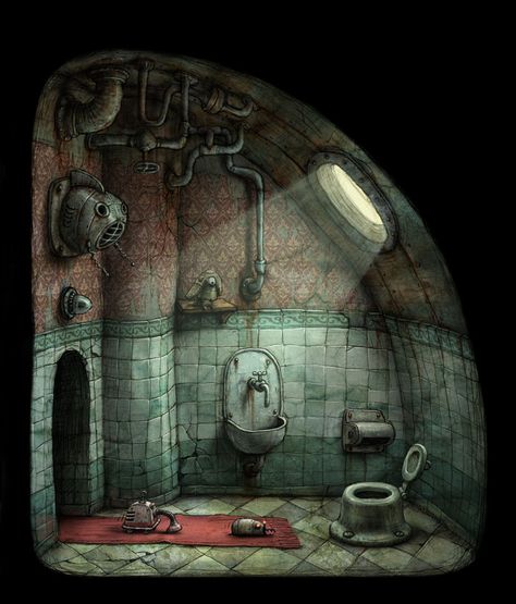 Machinarium Art, Amanita Design, 동화 삽화, Creepy Art, Fantasy Concept Art, Norman Rockwell, Hayao Miyazaki, Visual Development, Arte Fantasy