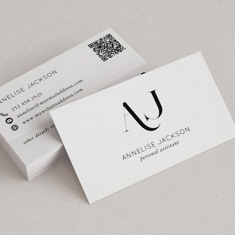 Interior Design Logo Inspiration, White Business Card Design, Sophisticated Business Card, Create A Business Logo, Simple Business Card, Qr Code Business Card, Create A Business, White Business Card, Cleaning Business Cards