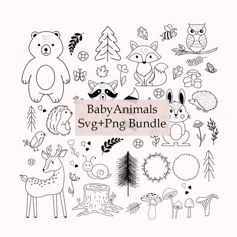 Cute Woodland Animals Drawing, Woodland Animals Svg, Woodland Svg, Owl Cute, Baby Boy Svg, Woodland Owl, Animal Svg, Fall Watercolor