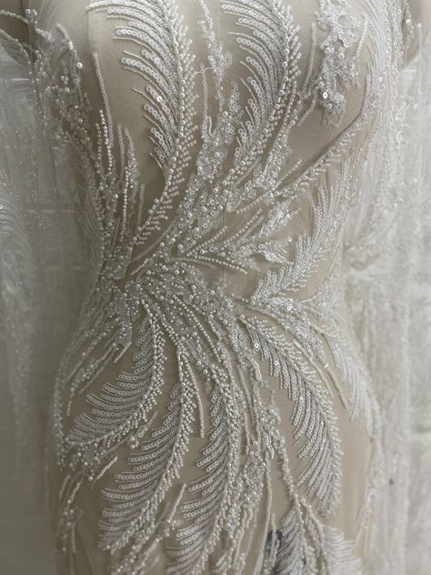 Beaded Bridal Lace Fabric, Bridal Embroidery, Hand Beaded Embroidery, Diy Bead Embroidery, Tambour Embroidery, Beaded Lace Fabric, Bridal Lace Fabric, Tulle Flowers, Handmade Embroidery Designs