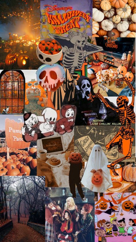 Halloween Wallapers Aesthetics, Haloween Wallpers Phone Aesthetic, Halloween Wallpaper Pumpkins, Cute Aesthetic Halloween Wallpaper, Halloween Town Wallpaper, Halloween Asethic, Halloween Fall Wallpaper, Halloween Collage Wallpaper, Halloween Backrounds