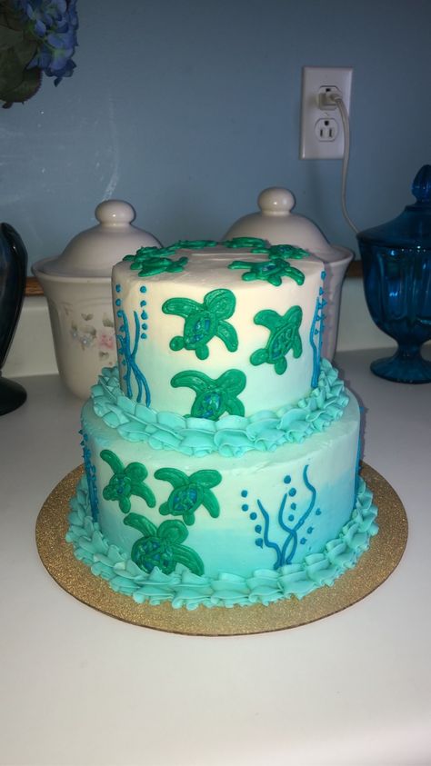 Sea Turtle Cakes, Sea Turtle Birthday Cake, Turtle Birthday Theme, Turtle Baby Shower Cake, Sea Turtle Birthday Party, Sea Turtle Party, Turtle Cakes, Sea Turtle Cake, Turtle Birthday Cake