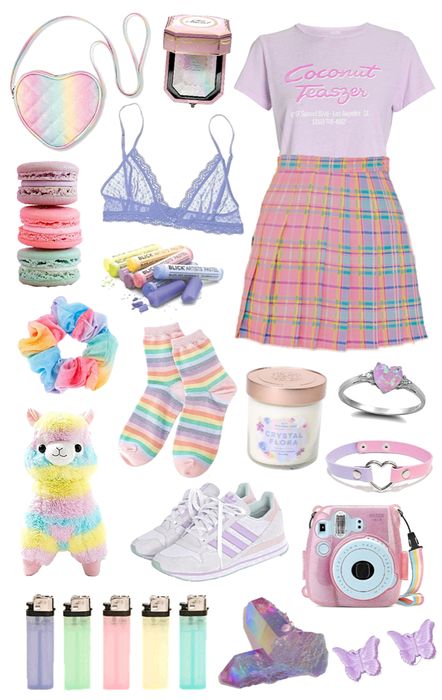 unicorn hair :) Outfit | ShopLook Unicorn Core Aesthetic Outfits, Unicorn Inspired Outfits, Tweencore Outfits, Unicorncore Aesthetic Outfits, Cleancore Outfit, Gamercore Outfits, Childcore Aesthetic Outfit, Pastel Clothing Aesthetic, Candy Inspired Outfits