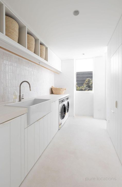 Beach House Utility Room, Butlers Laundry, Laundry And Storage Room, Laundry Australia, Color Laundry Room, Hamptons Laundry Room, Coastal Hamptons Laundry, L Shaped Laundry, Internal Laundry