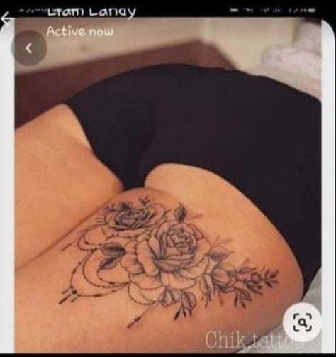 Steve Tattoo, Bum Tattoo Women, Back Of Thigh Tattoo, Bum Tattoo, Floral Thigh Tattoos, Dragon Tattoo For Women, Hip Tattoos Women, Disney Tattoo, Leg Tattoos Women