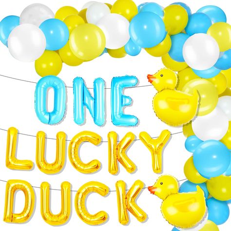 PRICES MAY VARY. [duck theme design]: The design of our duck themed 1st birthday decorations is cute and eye-catching, with the duck shaped balloon. The color is bright and vivid, which can attract the attention of children and adults [Warm Atmosphere]: The duck birthday decorations are primarily composed of pink and yellow, which will impress the birthday party celebration and create a wonderful atmosphere for your unique party to get your family members’ and friends’ admiration [You will get]: Duck Birthday Decorations, Duck Hunting First Birthday, Rubber Duck First Birthday, Hunting First Birthday, Lucky Duck First Birthday, Duck First Birthday, Lucky Duck Birthday, Duck Birthday Theme, One Lucky Duck