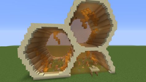 Bee Habitat Minecraft, Bee Dome Minecraft Build, Cute Minecraft Bee Farm, Minecraft Bee Farm Design, Minecraft Bee Ideas, Minecraft Sheep Build, Honeycomb Minecraft, Minecraft Bee Hive Build, Honey Farm Minecraft