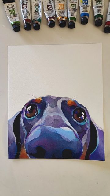 Funny Animals Painting, Watercolor Dashund, Dachshund Art Painting, Wiener Dog Painting, Sausage Dog Painting, Dachshund Painting Easy, Cute Dog Painting, Weiner Dog Painting, Easy Dog Paintings On Canvas