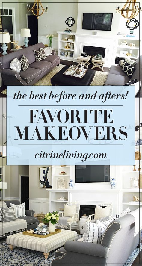 Amazing before and after room makeovers that pack a huge punch! From simple updates with dramatic results to paint colors that completely change the look! Living Room Makeovers, Room Makeovers, Transitional Living, Room Paint Colors, Diy Deck, Up House, Diy Cabinets, Diy House, Livingroom Layout