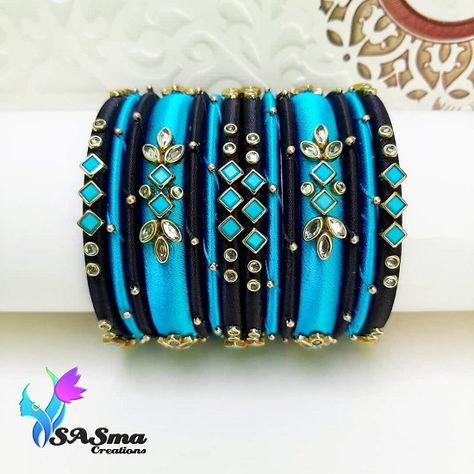 Designer Thread Bangles Thread Bangles Design Bridal, Silk Thread Bangles Design Kundan, Bangles Craft, Tread Bangles, Diy Bangles, Silk Thread Earrings Designs, Colour Coordination, Fabric Bangles, Gold Earrings For Kids