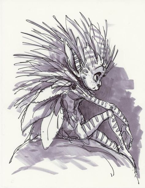 Ink Creature Sketches. Click the image, for more art by Aaron Blaise. Aaron Blaise, Fairy Drawings, Pen Drawings, Fantasy Drawings, Elf Ideas, Creature Drawings, Mythical Creature, Creature Concept Art, High Fantasy