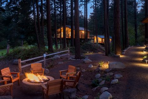 Tree House Cabins, Columbia River | Skamania Lodge Skamania Lodge, Family Tree House, Luxury Tree Houses, Indoor Outdoor Fireplaces, Frosted Glass Window, Grand Lodge, Destin Hotels, Cascade Mountains, Columbia River Gorge