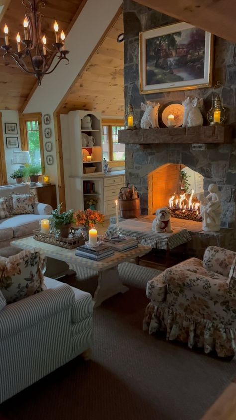 Definitely a candles on kind of early evening last night, and just enough chill to use the fireplace! Heading off to a day of hair… | Instagram English Manor Interior, Apricot Cookies, Manor Interior, Modern Farmhouse Living Room Decor, Fire Places, Cozy Fall Decor, Early Evening, French Bakery, Tiny Cottage