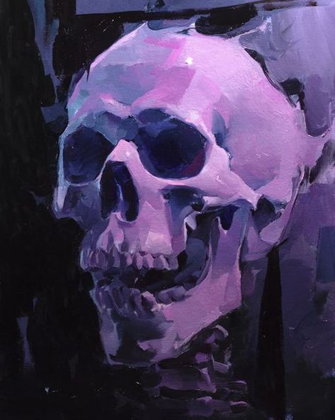 Vibrant Art Paintings, Creepy Oil Painting, Goth Acrylic Painting, Skull Painting Easy, Creepy Painting Ideas, Skull Oil Painting, Glowing Painting, Dark Art Painting, Demon Painting