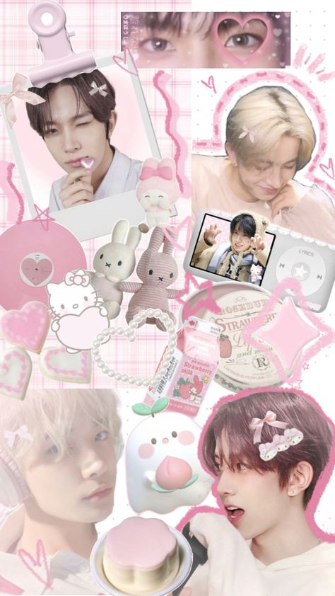 Hope you like it ₊˚ ꒰ luu ꒱ ✧ ﾟ  love 🤭💗(YALL GO SUPPORT ML LUU HER ACC IS SO CUTE AND SHE’S SO KIND AHH LOVE HER 😣💕💕)#heeseung #enhypen #wallpaper #heeseungpinkwallpaper #aesthetic #pink Music Album Covers Wallpaper Collage, Bow Wallpaper Iphone, Cool Kpop Wallpapers, Pink Wallpaper Hello Kitty, Album Cover Wallpaper Collage, Iphone Wallpaper Cat, Cute Lockscreens, Kpop Iphone Wallpaper, Enhypen Wallpaper