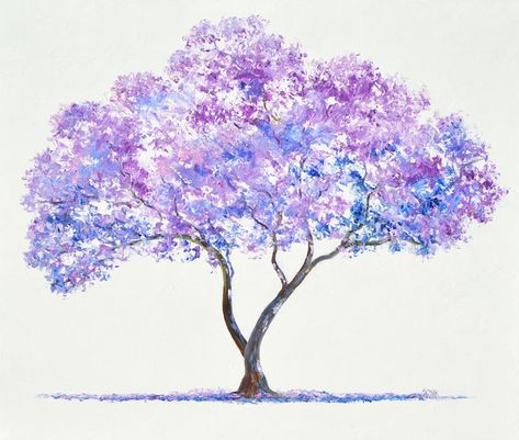 Jacaranda Tree, Purple Tree, Oil Painting Nature, Paintings Watercolor, Painting Easy, Purple Trees, Oil Painting Portrait, Watercolor Trees, Tree Drawing