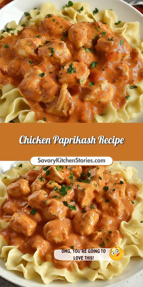 Looking for a light yet satisfying dinner that bursts with flavor? This Chicken Paprikash Recipe brings a comforting taste to your table without the heaviness. Save this delicious recipe for those busy weeknights when you crave something simple and tasty! One-skillet Chicken Paprikash With Mushrooms & Onions, Chicken Paparkish, Dairy Free Chicken Paprikash, Chicken Poprekash, Easy Chicken Paprikash Recipe, Chicken Paprikash Recipe Hungarian, Easy Chicken Paprikash, Chicken Paprikash Recipe, Hungarian Chicken Paprikash