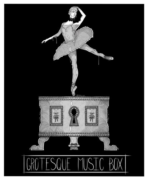 Musicbox Aesthetic, Ballerina Music Box Drawing, Music Box Illustration, Music Box Drawing, Ballerina Tattoo, Ballerina Box, Ballerina Illustration, Ballet Music, Music Box Ballerina