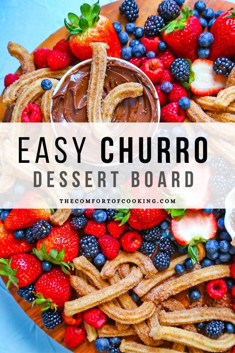 Churro Dessert, Spanish Dinner, Easy Fast Dinner Recipes, Dessert Board, Fast Dinner, Blueberry Chocolate, Fast Dinner Recipes, Spain Food, Berry Dessert