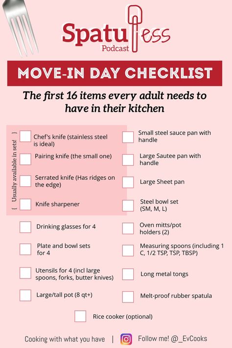 New House Checklist, First Home Checklist, Moving Into A New House, Kitchen Checklist, House Checklist, New Home Checklist, First Apartment Checklist, Apartment Checklist, Concept Model